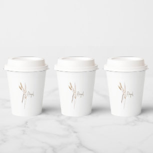 Boho Dried Botanical Shower Personalised  Paper Cups
