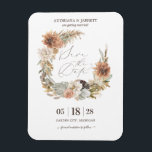 Boho Dried Floral Pampas Grass Fall Autumn Magnet<br><div class="desc">Your boho celebration can be rustic and elegant at the same time. This beautiful Save the Date design features the best of both worlds. With beautiful watercolor flowers muted shades of peach and mint with dried palm, pampas grass and cattails, fall leaves and tall grasses, this design is sure to...</div>