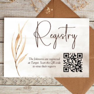 Boho Dried Florals Baby/Child Shower Registry Enclosure Card