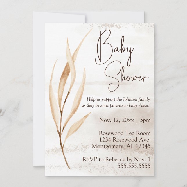 Boho Dried Florals Baby Shower Invitation (Front)