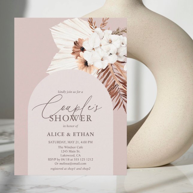 Boho Dried Palm Leaves Couples Shower Invitation (Creator Uploaded)