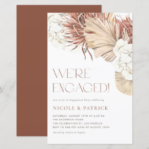 Boho Dried Palm Leaves Engagement Party Invitation