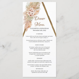 Boho Dried Palm Leaves Pampas Grass Wooden Arch Menu