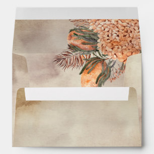 Boho Dried Palm Leaves Terracotta Hydrangeas Envelope