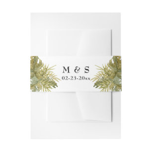 Boho Dried Palm Leaves Wedding Invitation Belly Band