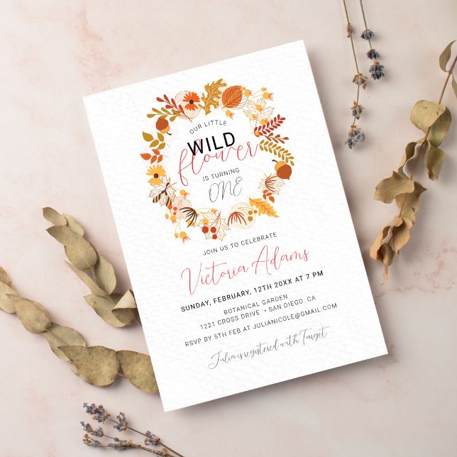 Boho Dried Rustic Floral Autumn Falls Birthday Invitation (Creator Uploaded)