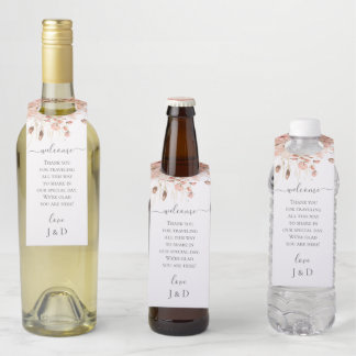 Boho Dried Watercolor Floral Wedding Bottle Tag