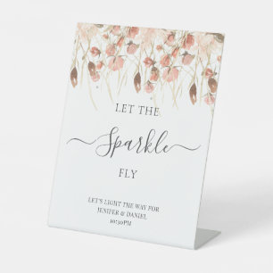 Boho Dried Watercolor Floral Wedding Pedestal Sign