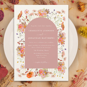 Boho Dried Wildflowers Fall Wedding Invitation
