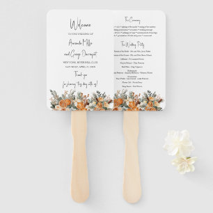 Boho Dry citrus greenery wedding program fan