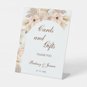 Boho Dry Leaves Half Arch Cards and Gifts Pedestal Sign