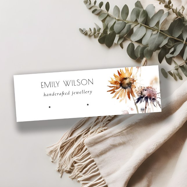 Boho Dry Wildflower Watercolor Earring Display Mini Business Card (Creator Uploaded)