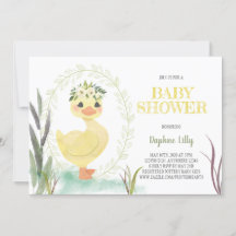 Boho Duckling Baby Shower Invitation Sage Yellow