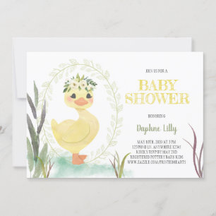 ​Boho Duckling Baby Shower Invitation Sage Yellow