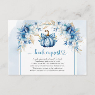 Boho dusty blue and gold pumpkin book request enclosure card