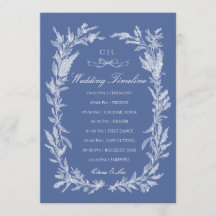 Boho Dusty Blue Botanical Wreath Wedding Timeline 