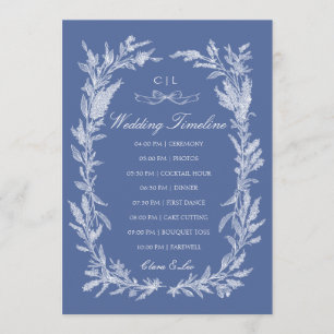 Boho Dusty Blue Botanical Wreath Wedding Timeline  Programme