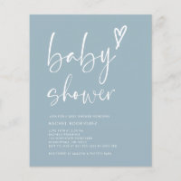 Boho Dusty Blue Boy Baby Shower Invitation