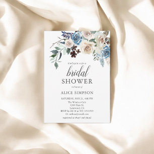 Boho Dusty Blue Bridal Shower Invitation