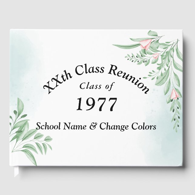 Boho Dusty Blue Eucalyptus Class Reunion Guest Book (Front)