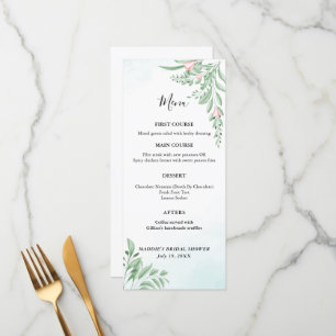 Boho Dusty Blue Eucalyptus Greenery Baby Shower Menu