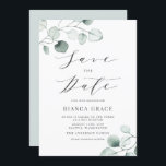 Boho Dusty Blue Eucalyptus Leaves Bat Mitzvah Save The Date<br><div class="desc">Save the Date! Announcement your event with this customisable save the date announcement. Greenery bat mitzvah invitation features watercolor dusty blue eucalyptus leaves with a whimsical script. Personalise by adding your own details. This eucalyptus Bat Mitzvah save the date is perfect for any season and theme.</div>