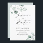 Boho Dusty Blue Eucalyptus Leaves Bat Mitzvah Save The Date<br><div class="desc">Save the Date! Announcement your event with this customisable save the date announcement. Greenery bat mitzvah invitation features watercolor dusty blue eucalyptus leaves with a whimsical script. Personalise by adding your own details. This eucalyptus Bat Mitzvah save the date is perfect for any season and theme.</div>
