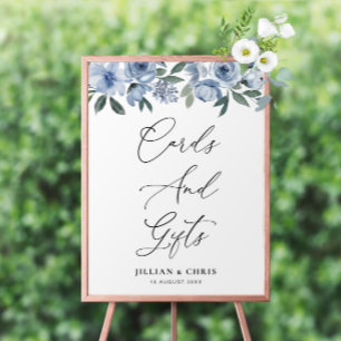 boho dusty blue floral Cards & Gifts sign