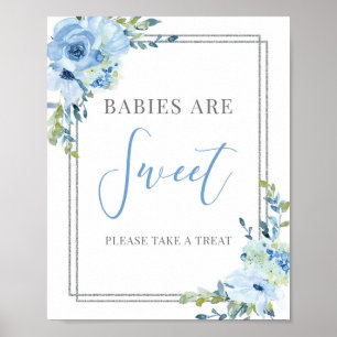 Boho dusty blue floral chic babies are sweet sign