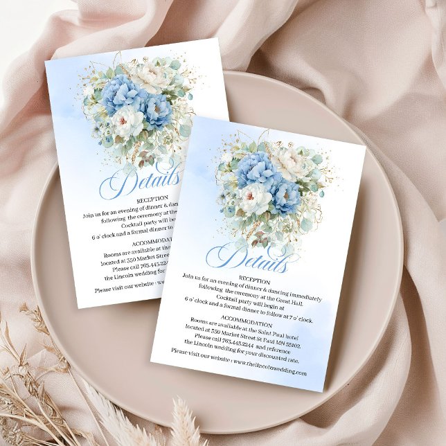 Boho Dusty Blue Floral Eucalyptus Details Card (Boho Dusty Blue Floral Eucalyptus Details)
