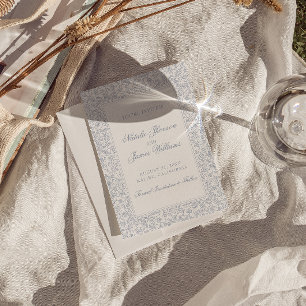 Boho Dusty Blue Floral Fancy Botanical Wedding Save The Date