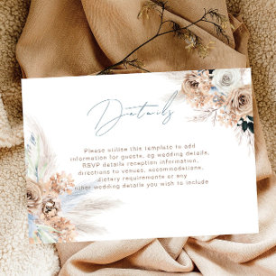 Boho Dusty Blue Modern Wedding Reception Details Enclosure Card