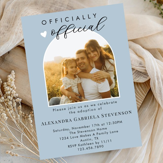 Boho Dusty Blue Official Adoption Day Celebration  Invitation (Creator Uploaded)