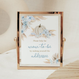 Boho Dusty Blue Pumpkin Envelope Station Poster