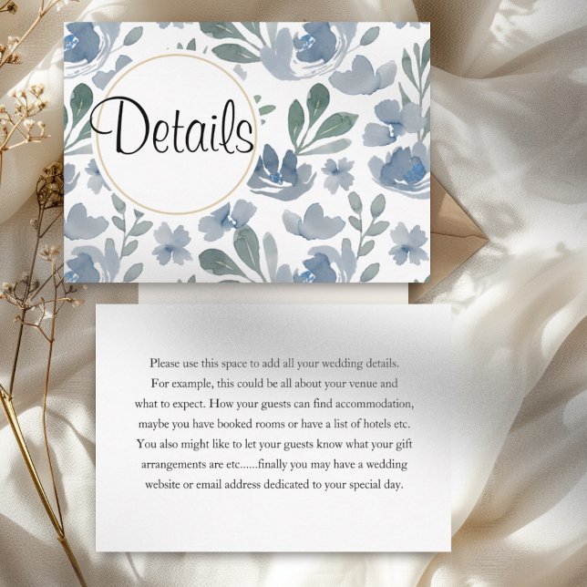 Boho Dusty Blue Wedding Details Enclosure Card (Creator Uploaded)
