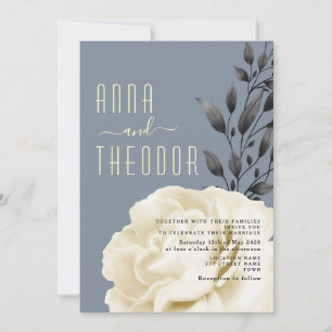 Boho Dusty Blue Wedding Invitation
