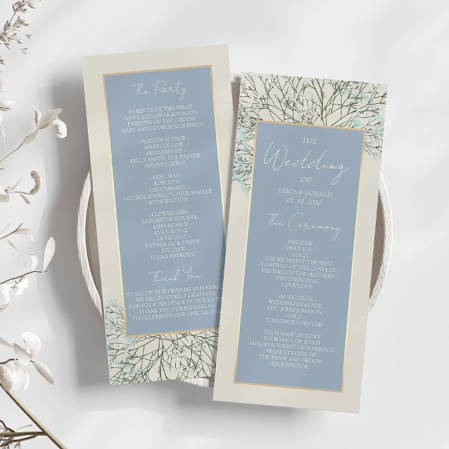 Boho Dusty Blue Wedding Program Programme (Creator Uploaded)