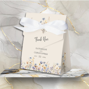 BOHO Dusty Blue Wildflowers Wedding Thank You Favour Box