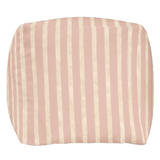 Boho Dusty Blush Pink and Cream Stripes Pouf