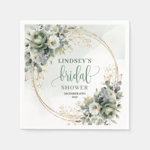Boho Dusty Green Eucalyptus Bridal Shower Party   Napkin