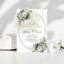 Boho Dusty Green Eucalyptus Quinceañera Birthday