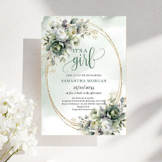 Boho Dusty Green Eucalyptus Theme For Sweet  Invitation
