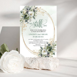Boho Dusty Green Eucalyptus Watercolor We Still Do Invitation