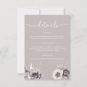 Boho Dusty Mauve Details Wedding Enclosure Card