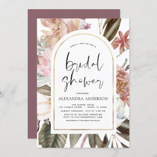 Boho Dusty Pink Burgundy Bridal Shower Invitation