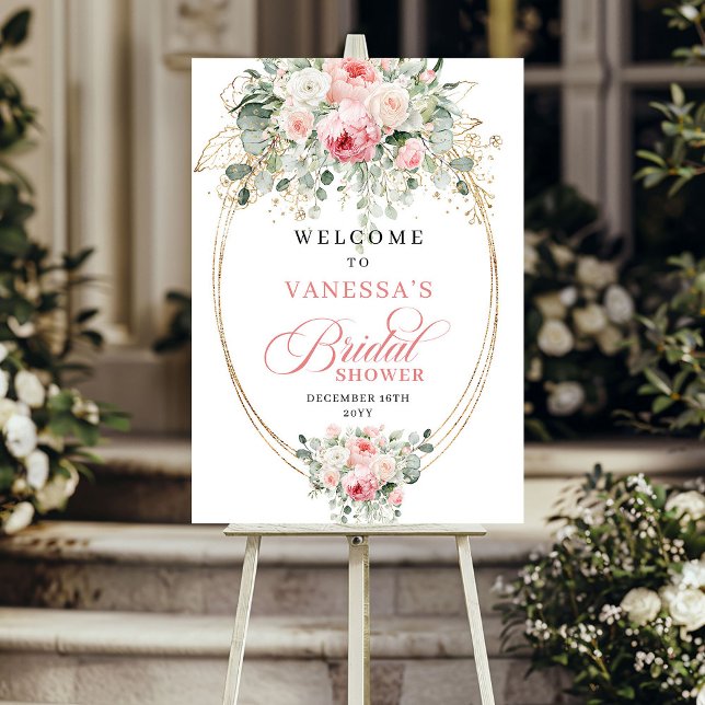 Boho Dusty Pink Floral Bridal Shower Welcome Poster (Boho Dusty Pink Floral Bridal Shower Welcome)