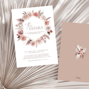 Boho Dusty Pink Floral Wreath Wedding Details Enclosure Card