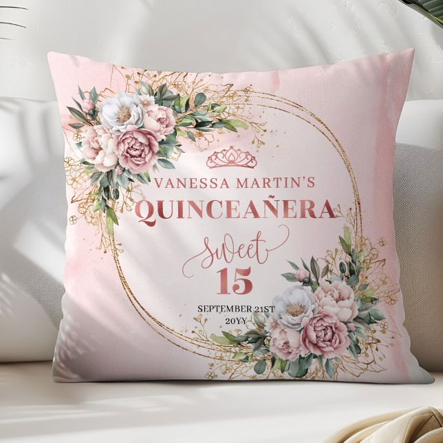 Boho Dusty Pink Flowers Greenery Best Gift Quince Cushion (Dusty Pink Flowers Greenery Best Gift Quince Pillow)
