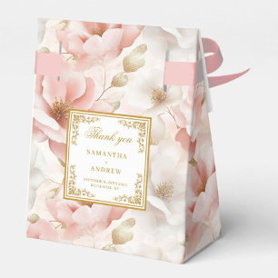 Boho Dusty Pink Gold Floral Wedding Favor Box
