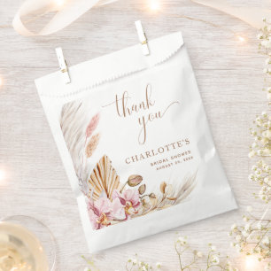 Boho Dusty Pink Gold Pampas Grass Bridal Shower Favour Bags